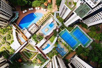 Aerial images of condominium area